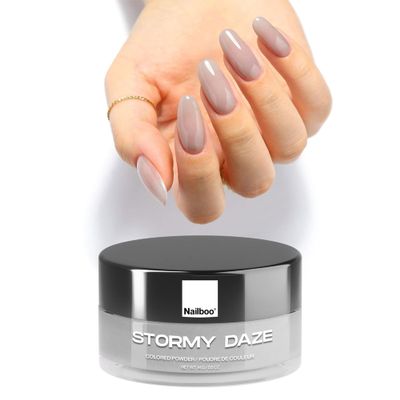 Nailboo Dip Powder for Nails, Stormy Daze  Cool Grey Nail Dipping Powder, Custom Made with Highly Pigmented Ultra-Fine Formula, No UV Light Needed, DIY Nails at Home for Beginners or Pros, 0.5 oz