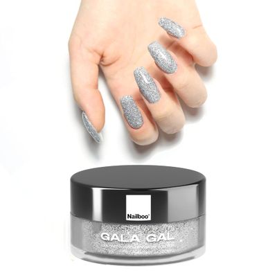 Nailboo Dip Powder for Nails, Gala Gal  Silver Glitter Nail Dipping Powder, Custom Made with Highly Pigmented Ultra-Fine Formula, No UV Light Needed, DIY Nails at Home for Beginners or Pros, 0.5 oz