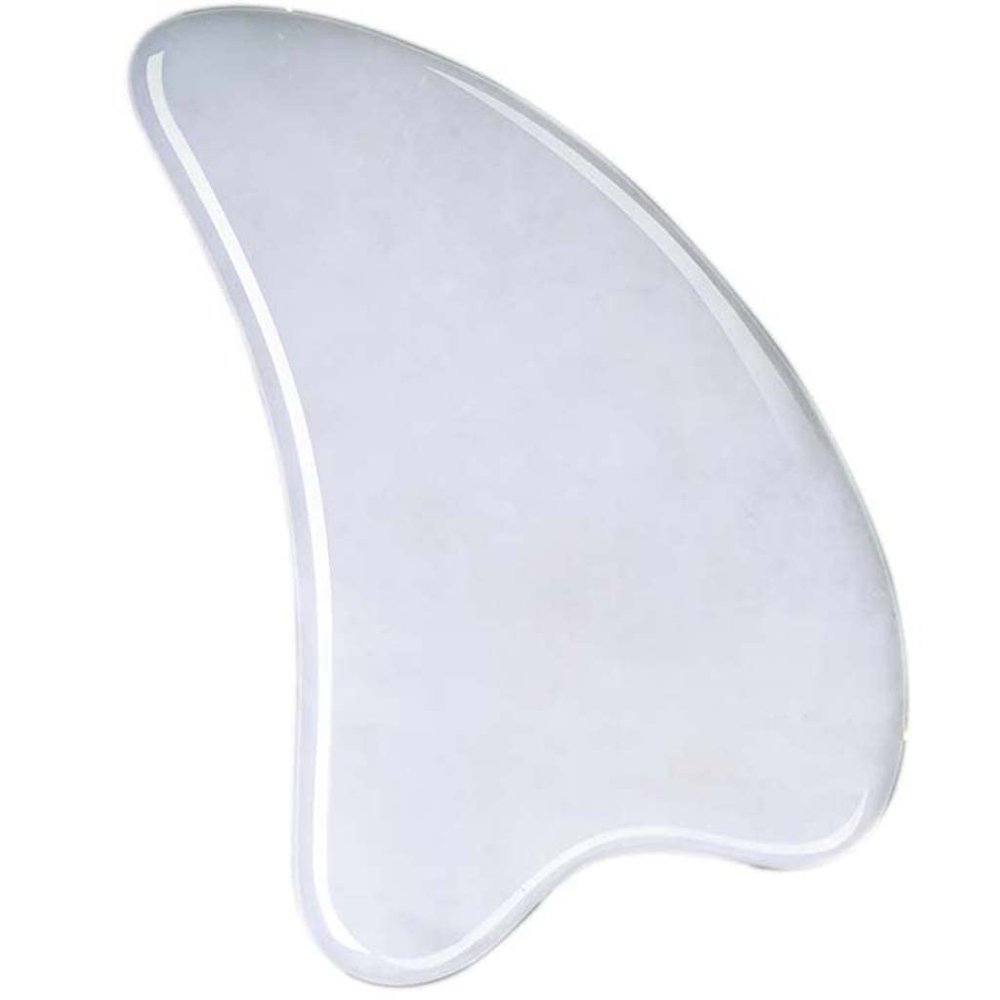 8.2cm Gua Sha Facial Tool, Natural White Crystal Scraper Spa Universal Facial Beauty Gua Sha Pad, Face, Eye, Neck, Body Gua Sha Massage Tool