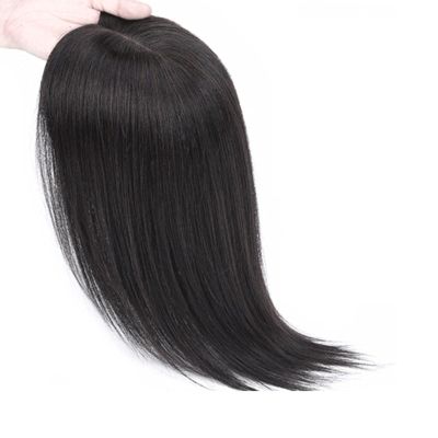 100% Human Hair Topper Toupee, 120% Density Natural Top Hair Pieces Silk Base Clip in Crown Toppers, Straight Wiglets Hairpieces for Bests Gift for Ladies (Size : 12lnch)