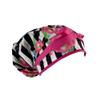 Bouffant Medical Cap  Flowers Over Stripes.- Sweatband Ponytail Pouch Tie Back Hats Bouffant Scrub Hats. Scrub Hat for Women & Men tie Back. Nurses Hats Ponytail Holder Dr. Hats. Long Hair view 1