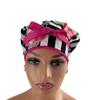 Bouffant Medical Cap  Flowers Over Stripes.- Sweatband Ponytail Pouch Tie Back Hats Bouffant Scrub Hats. Scrub Hat for Women & Men tie Back. Nurses Hats Ponytail Holder Dr. Hats. Long Hair view 3