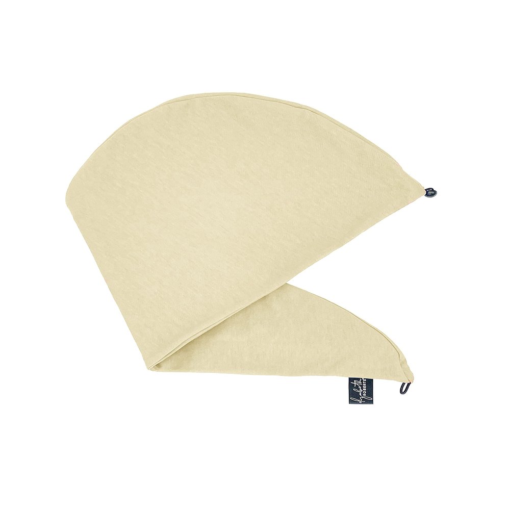 Elizabeth Roberts 100% Cotton T Shirt Hair Towel Wrap Plopping Essential Turban Style Hair Drying Towel for Women and Men All Hair Types and Styles, Cream
