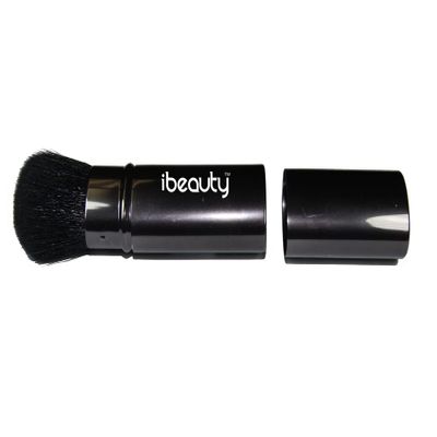 iBeauty Retractable Bronzer Kabuki Foundation Portable Easy to Carry Around Luxurious Stainless Steel Mass-Free Cap Makeup Cosmetic Brush Tool (Charcoal Grey)