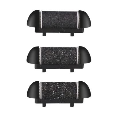 3 Pack Different Replacement Roller Heads for Electric Callus Remover, Foot File Pedicure Tools for Feet Callus Shaver Pedicure Kit for Cracked Heels and Dead Skin (Different Coarse-Black)