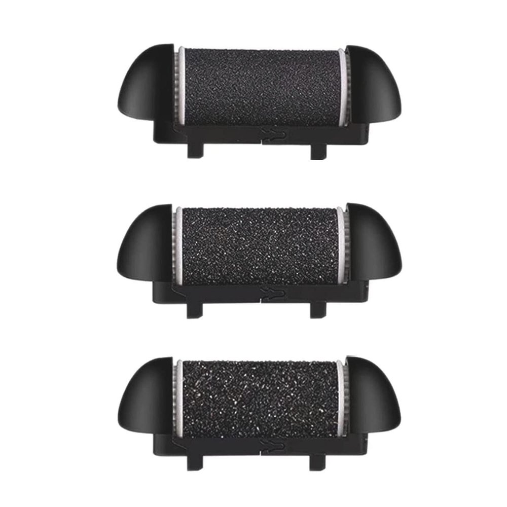3 Pack Different Replacement Roller Heads for Electric Callus Remover, Foot File Pedicure Tools for Feet Callus Shaver Pedicure Kit for Cracked Heels and Dead Skin (Different Coarse-Black)