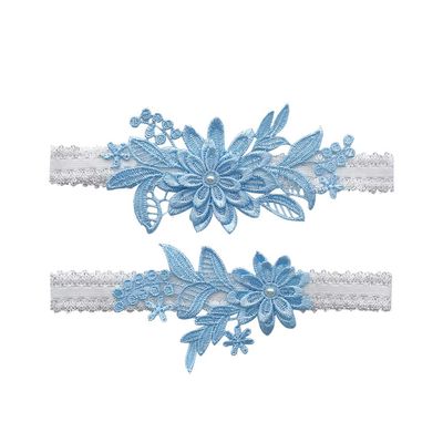 JWICOS Bride Wedding Lace Garters Stretch Flower Garter Set Bridal Garters Costume for Women and Girls (Sky Blue)