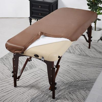 ARTABLE Massage Table Protection Cover Universal Fabric Fitted PU Vinyl Leather Bed Sheet Tables 28-32" Wide Fits Round&Square Corner Tables 1 Count (Coffee, 30 x 70 Inch)