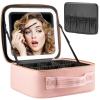 Extrei Gent Makeup Travel Train Case with Mirror LED Light 3 Adjustable Brightness Large Cosmetic Bag Portable Storage Adjustable Partition Waterproof Makeup Brushes Make up Jewelry Gift for Women view 1