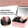 Extrei Gent Makeup Travel Train Case with Mirror LED Light 3 Adjustable Brightness Large Cosmetic Bag Portable Storage Adjustable Partition Waterproof Makeup Brushes Make up Jewelry Gift for Women view 3