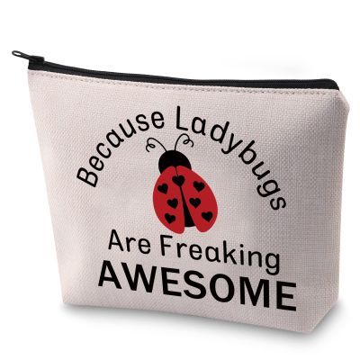 BLUPARK Funny Ladybugs Makeup Bag Ladybug Lover Gift Ladybugs Are Freaking Awesome Cosmetic Bag for Women(Ladybugs)