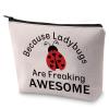 BLUPARK Funny Ladybugs Makeup Bag Ladybug Lover Gift Ladybugs Are Freaking Awesome Cosmetic Bag for Women(Ladybugs) view 1