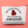 BLUPARK Funny Ladybugs Makeup Bag Ladybug Lover Gift Ladybugs Are Freaking Awesome Cosmetic Bag for Women(Ladybugs) view 3