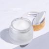 4Pack 50g Frosted Glass Cosmetic Jars, Empty Sample Containers with Wood Grain Lids for Lotion, Lip Balm, Eye Cream, Scrubs, Oils, Salves, Ointments (White) view 4