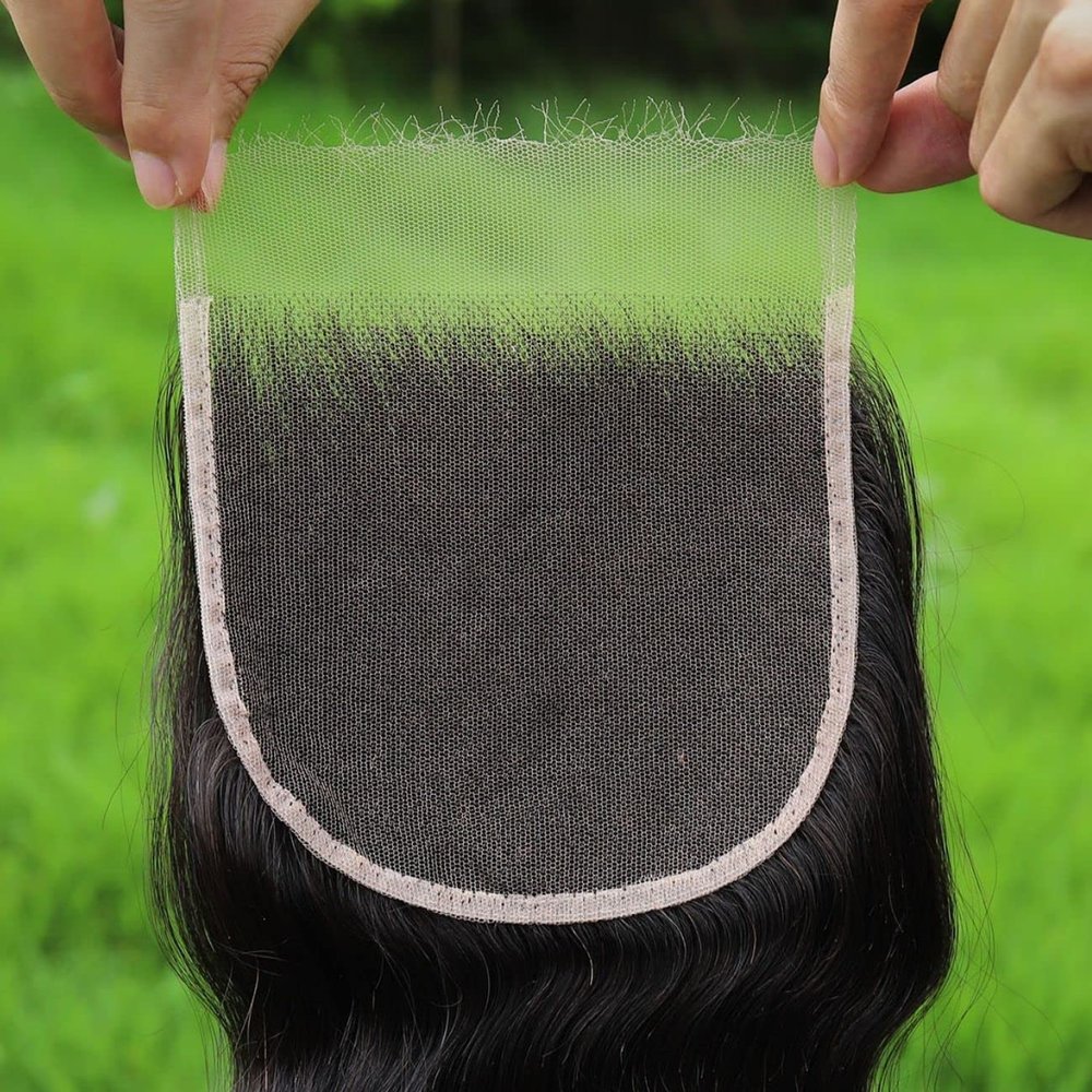 BEEOS 6x6 Skinlike Real HD Lace Closure Only, Deep Wave 0.10mm Ultra-thin Invisible Swiss HD Lace Pre Plucked Virgin Human Hair Closure Natural Black Color 16 Inch