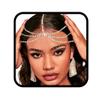 Aularso Layerd Head Chain Crystal Head Jewelry Gold Face Chain Costume Rhinestone Headbands Chain for Women (Gold) view 1