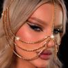 Aularso Layerd Head Chain Crystal Head Jewelry Gold Face Chain Costume Rhinestone Headbands Chain for Women (Gold) view 3