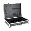 Professional Barber Case with Code Lock, Salon Hair Cutting Storage Organizer Kit Stylist Tool Box Traveling Case for Clippers Trimmers Blades Shears Combs Brushes (Black+White) view 1