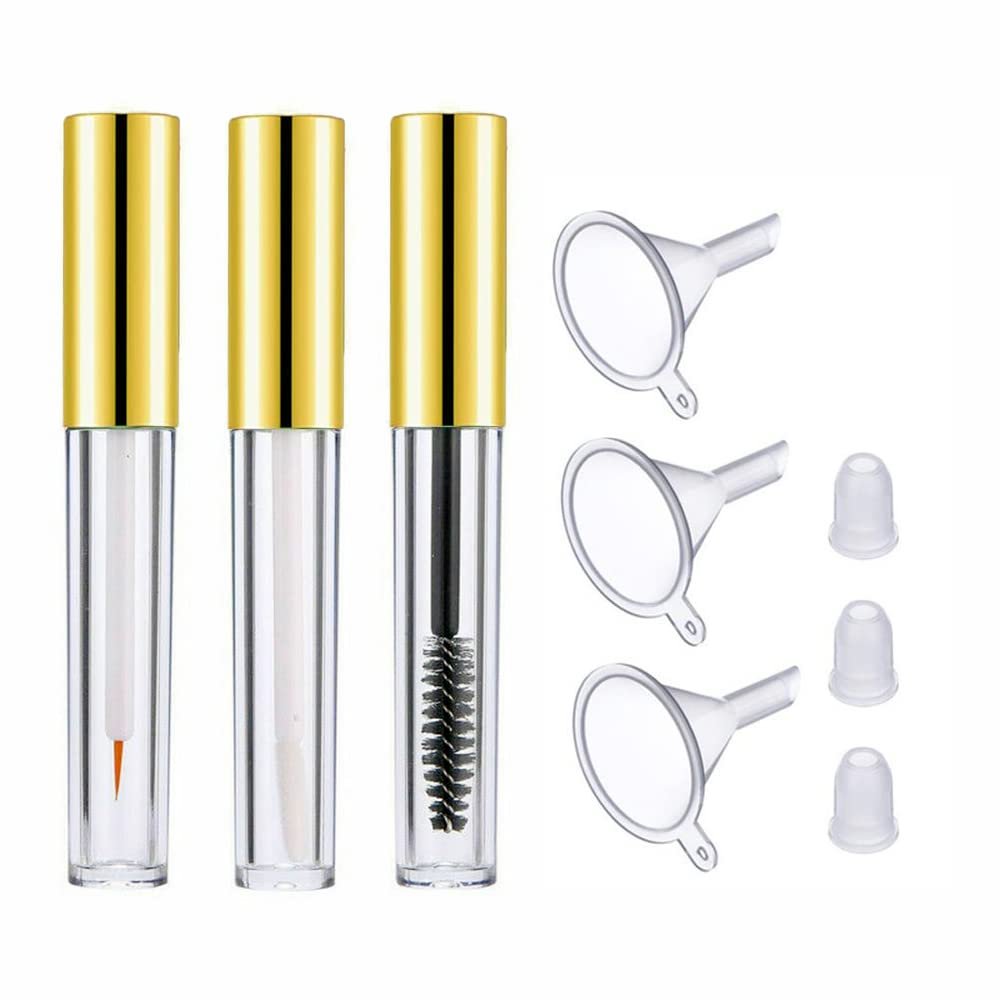 3.5ml Empty Mascara Tube, Lip Gloss Tube and Eyeliner Tube Kit for DIY Cosmetics, Come with 3 Pcs Rubber Inserts and Funnels