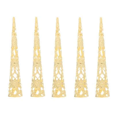 Beaupretty 5pcs Ancient Fingernail Claw Metal Fingertip Nail Cover for Dance Performance Halloween and Cosplay Unique Hollow Design Classic High Hardness