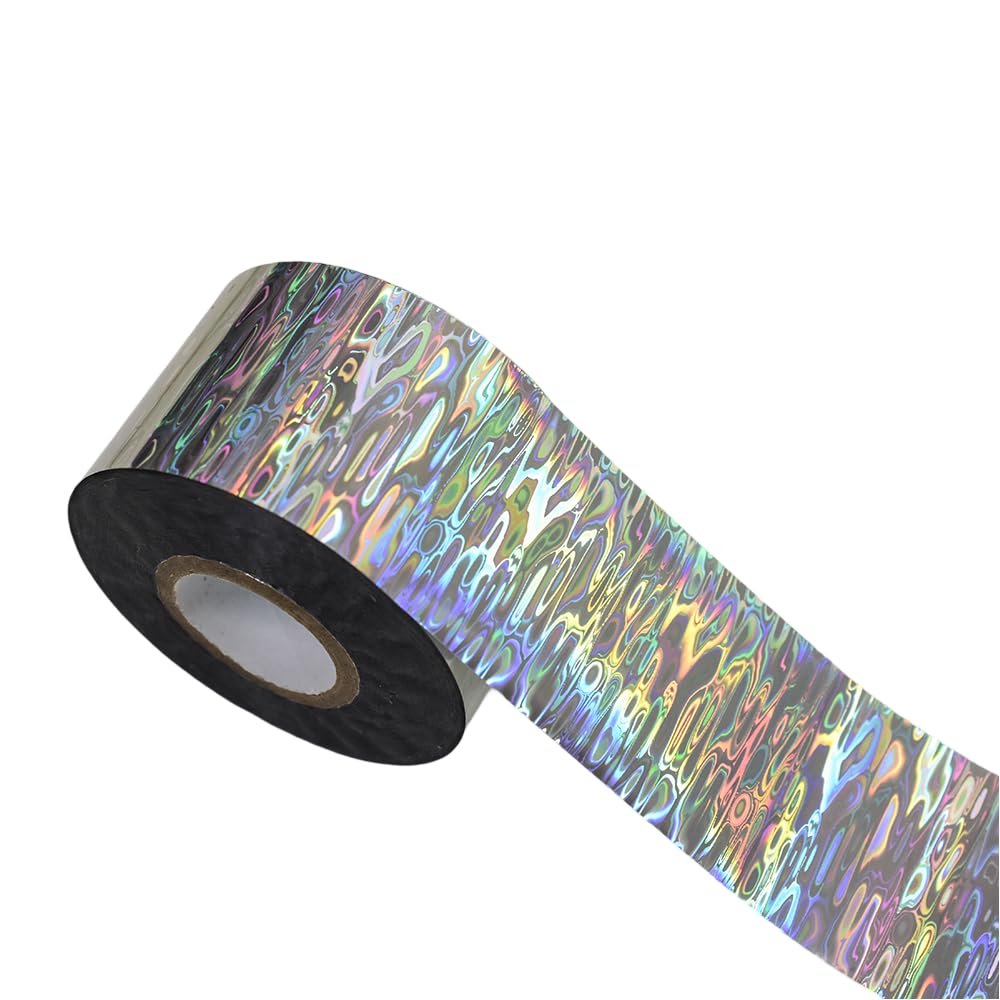 1 roll 100m Laser Nail Foil Silver Ripple Pattern Transfer Paper Wave Nail Art Stamping Foil Decals Decoration Fishing Lure DIY (100m JK3)