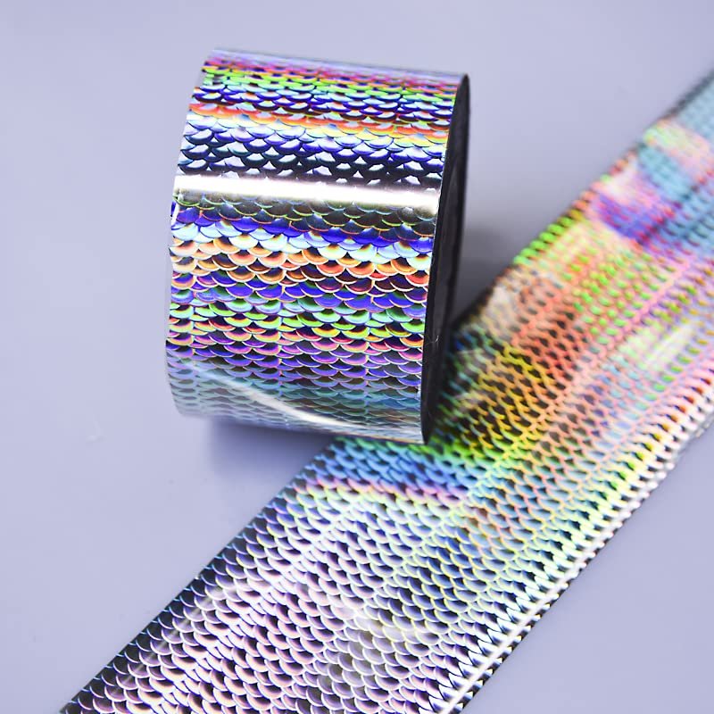 1roll NailMAD Fishscale Nail Foils 100M4CM Nail Transfer Foils Hot Stamping DIY Fishing Lures (JK5)