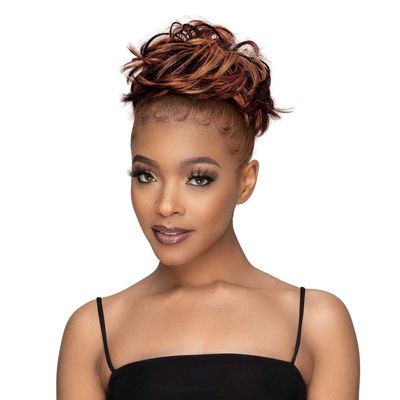 Janet Collection Human Hair Blend Bun Remy Illusion Scrunch Retro (CHAI CREAM)