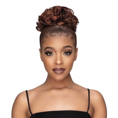 Janet Collection Human Hair Blend Bun Remy Illusion Scrunch Tendril (METAL GRAY)