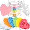 Nuenen 60 Pieces Facial Sponges with Container, Heart Shape Compressed Face Sponges Natural Cleaning Pads for Washing Face Cleaning Exfoliating Esthetician Makeup Removal(Multi Colors) view 1