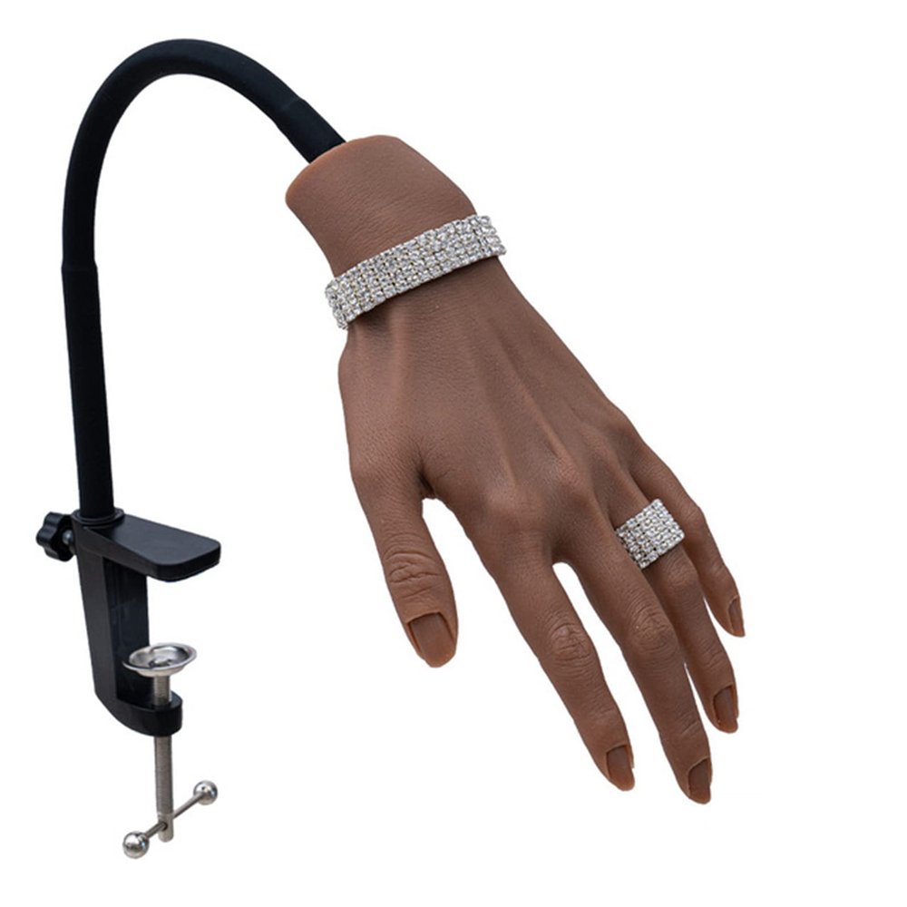 Nail Practice Hands for Acrylic Nails with Bracket, Realistic Silicone Training Hand Mannequin, Flexible Fake Hands with 50PCS Nail Tips, Easy to Use & Clean