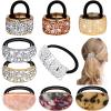 9 Pack Ponytail Hair Cuff Metal Rhinestone Decorative Fancy Ponytail Holder for Women Gold Elastic Glitter Hair Tie Wrap Cuff Tortoise Shell Ring Holder Mother's Day Gift(Elegant Style) view 1