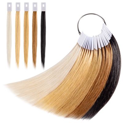 Noverlife 30PCS Pure Human Hair Color Swatches, Natural Hair Testing Rings for Salon Hairdressing Practice