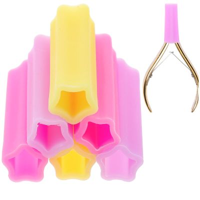 6Pcs Silicone Cuticle silicone cuticle cover protector nail nippers sleeve Nippers Cover (Random Color))