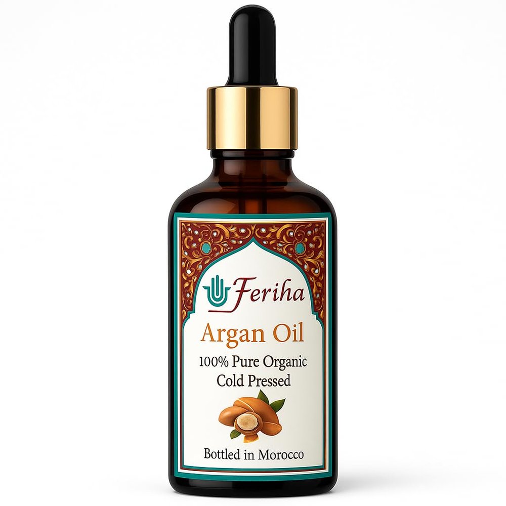 FERIHA Moroccan Extra Virgin Argan Oil, Cold Pressed, Premium Quality, Freshly Bottled in Souss-Agadir