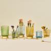 LEICURACE Makeup Brush Organizer, Toothbrush Holder, Desk Pen Pencil Holder, Multifunctional Vintage Glass Brush Cup (S/Gold/A3-12-US) view 2