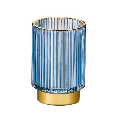 LEICURACE Makeup Brush Holder Organizer,Toothbrush Holders,Desk Pen Pencil Holder,Multifunctional Vintage Glass Brush CupL/Blue/A3-8-US