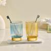 LEICURACE Makeup Brush Holder Organizer,Toothbrush Holders,Desk Pen Pencil Holder,Multifunctional Vintage Glass Brush CupL/Blue/A3-8-US view 2