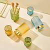 LEICURACE Makeup Brush Holder Organizer,Toothbrush Holders,Desk Pen Pencil Holder,Multifunctional Vintage Glass Brush CupL/Blue/A3-8-US view 4