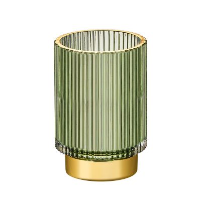 LEICURACE Makeup Brush Holder Organizer,Toothbrush Holders,Desk Pen Pencil Holder,Multifunctional Vintage Glass Brush CupL/Green/A3-6-US