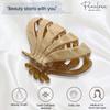Parcelona French Fleur Medium 3.25" Wide Celluloid Claw Clips Covered Spring Fashion Durable Styling Clips Women Hair Accessories No Slip Grip Hair Clip for Girls, Made in France (Dusty Beige Brown) view 2