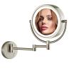 BhjKL LED Wall Mounted Lighted Makeup Cosmetic Mirror, with Magnifying Mirror Double Sided, Bathroom Mirror, 8 Inch Makeup 360 Swivel Extension Vanity Mirror by USB (Brushed Nickel 5X) view 1