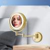 BhjKL LED Wall Mounted Lighted Makeup Cosmetic Mirror, with Magnifying Mirror Double Sided, Bathroom Mirror, 8 Inch Makeup 360 Swivel Extension Vanity Mirror by USB (Brushed Nickel 5X) view 2