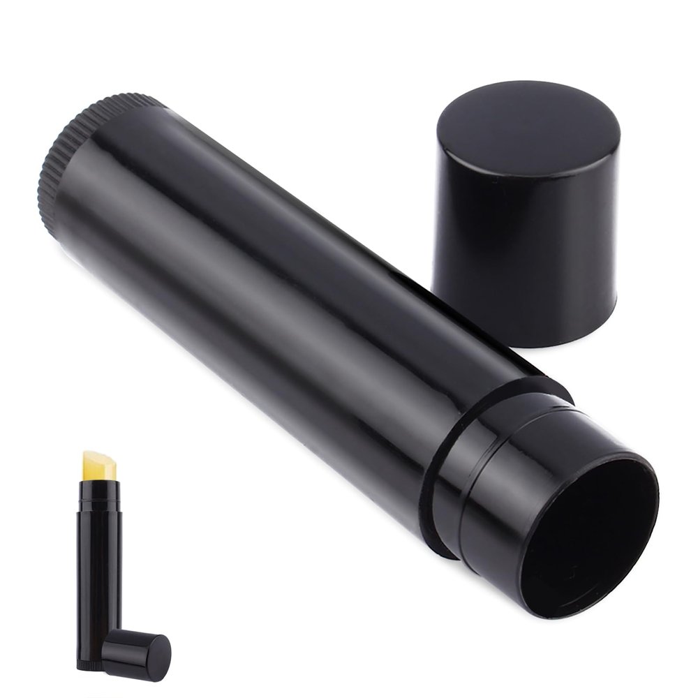 Agatige 100PCS 5ml Empty Lipstick Tube, Portable Plastic Black Lip Balm Tubes Chapstick Tubes Lip Balm Containers for DIY Cosmetic Lip Gloss, Lip Balm