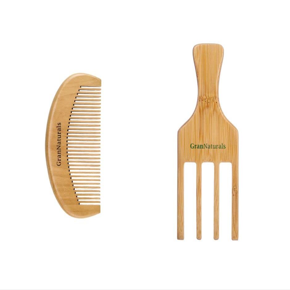 GranNaturals Wooden Comb and Hair Pick for Curly Hair