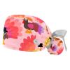 2 Pcs Nurse Scrub Caps Women Long Hair, Happy Thanksgiving Turkey Adjustable Working Cap with Button and Sweatband view 1