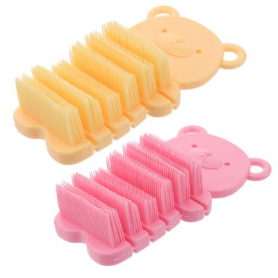 FRCOLOR 2pcs Hand and Nail Brush for Boys and Girls Soft and Flexible Nail Cleaning Tool for Dirt Removal Bathroom Office Kitchen Colors