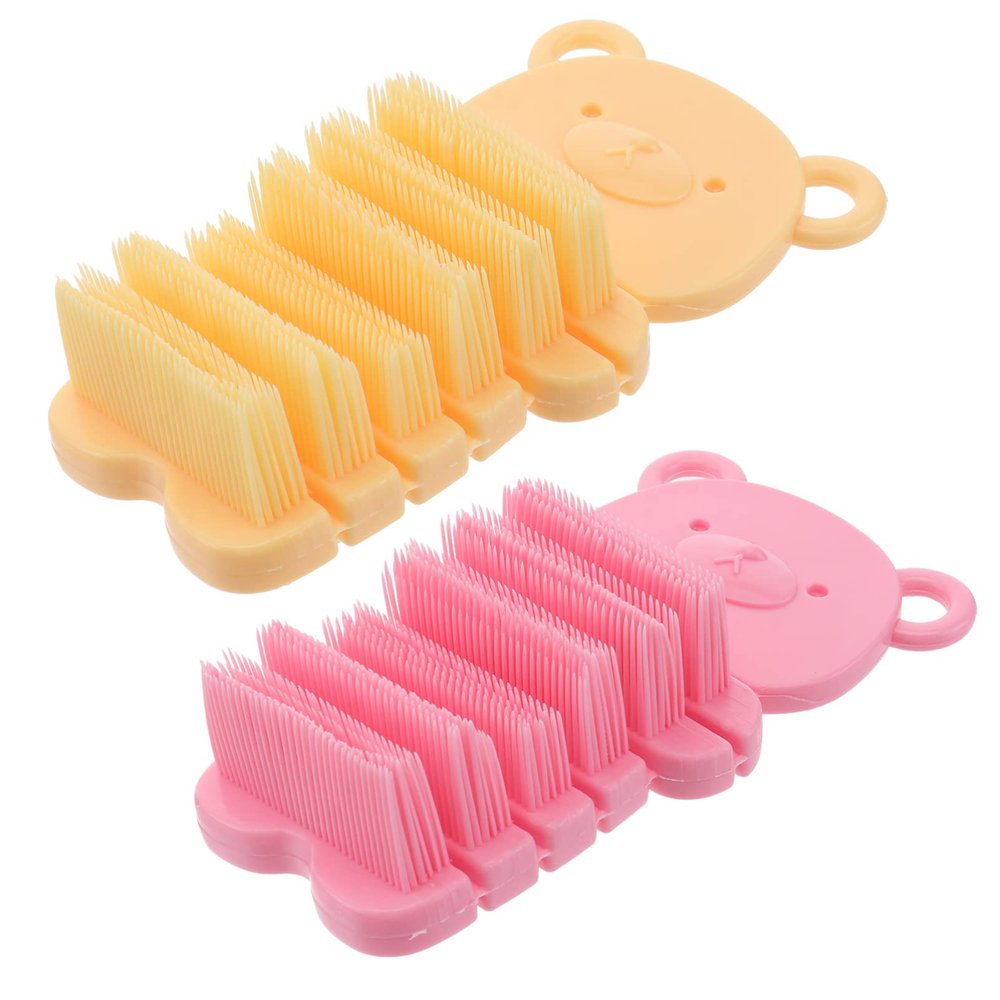 FRCOLOR 2pcs Hand and Nail Brush for Boys and Girls Soft and Flexible Nail Cleaning Tool for Dirt Removal Bathroom Office Kitchen Colors