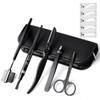 5PCS Eyebrow Grooming Kit,Eyebrow set with Eyebrow Pencil,Scissors,Eyebrow Brush Comb, Tweezers,Razor for Men and Women,Black view 1