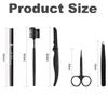 5PCS Eyebrow Grooming Kit,Eyebrow set with Eyebrow Pencil,Scissors,Eyebrow Brush Comb, Tweezers,Razor for Men and Women,Black view 3