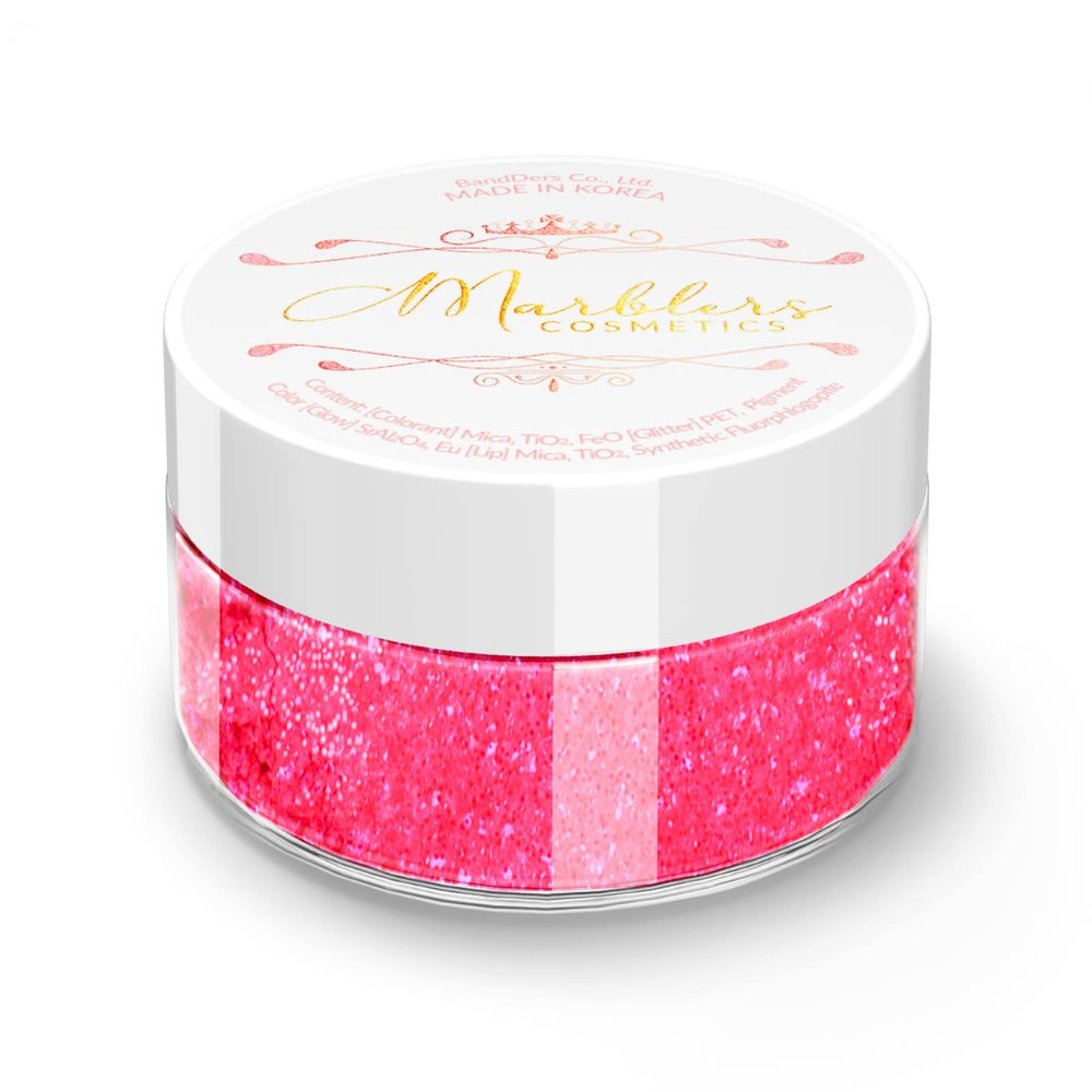 MARBLERS Glitter Mica Powder [Pink Me] 0.14oz (4g) | Glitter Mica | Highly Pigmented | Non-Toxic, Vegan, Cruelty-Free | Eyeshadow, Body Butter, Nail Polish, Nail Art | Party, Body, Face Makeup